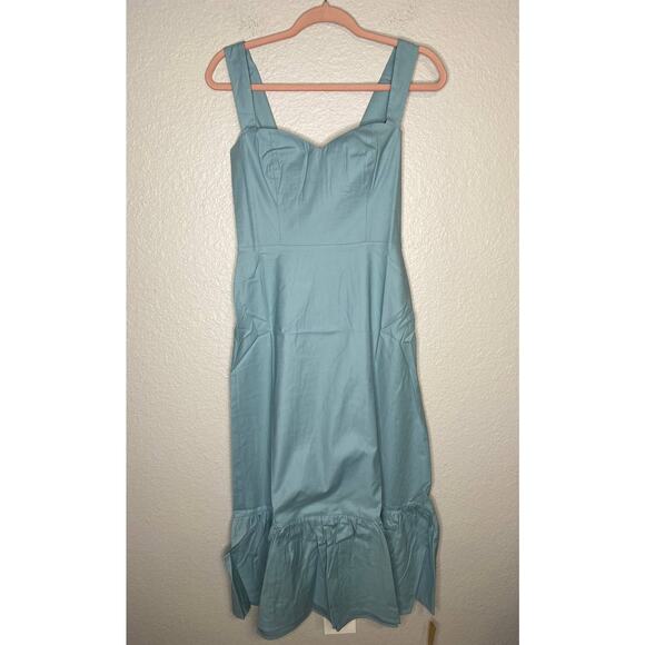 Reformation NWT Cienna Midi Dress in Turquoise 4 - Picture 1 of 8